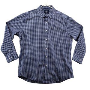 Dockers Shirt Men's Long Sleeve Casual Button Up Collared Plaid Blue Large